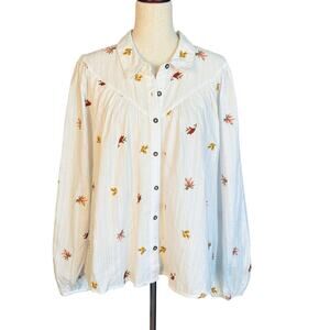 Nobody's Child Women's Embroidered Shirt US Size 18 White Button NEW